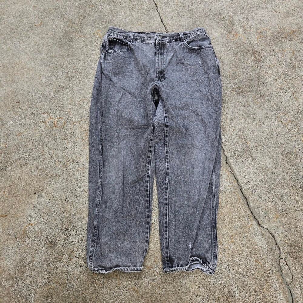 Vtg 90s GITANO Plain Faded Black Wash Relaxed Fit Baggy Denim Jeans Sz 32